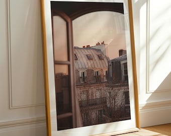 Romantic French Cityscape Poster, Fine Art Travel Print, Golden Hour Sunset Photography (Digital Download)