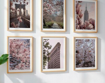 Set of 6 New York Wall Art, NYC Spring Gallery Wall, NYC Airbnb Decor (Digital Download)