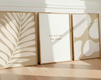 3er Set Neutrale Wandkunst, abstraktes minimalistisches Poster, neutrale ruhige Wohnzimmerkunst | Digitaler Download