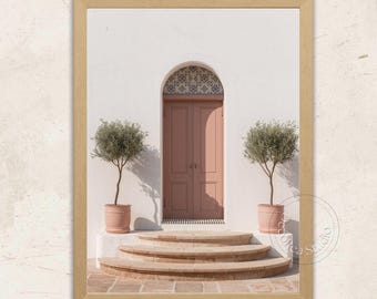 Mediterranean Pink Door Wall Art | Italian Architecture Print | Pink Travel Poster | Digital Download