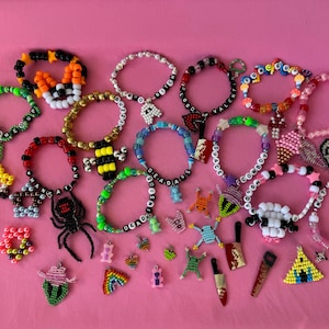 Rave Kandi met bedels | Rave-manchetten | Schattige PLUR-kandi | Aanpasbare Kandi