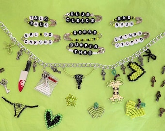 Brat Charm Choker Necklace | Customizable Charli XCX adjustable jewelry with handmade beaded charms