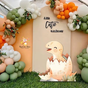 Baby Dinosaur egg cutout standee baby shower decor with cutline party backdrop T-rex tyrannosaurus standing character birthday jurassic park