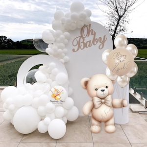 Teddy Bear brown beige cutout standee teddybear cute baby shower big decor bear standing character with cutline party backdrop gender reveal