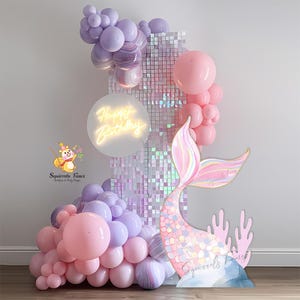 Mermaid Tail  standee cutout underwater ocean sea creatures baby shower party with cutline little mermaid cutout standee big decor