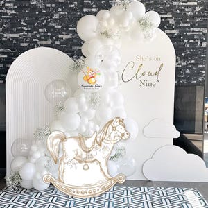 Horse toy teddy bear white cutout standee cute baby shower big decor pencil sketch standing character party backdrop gender reveal dior