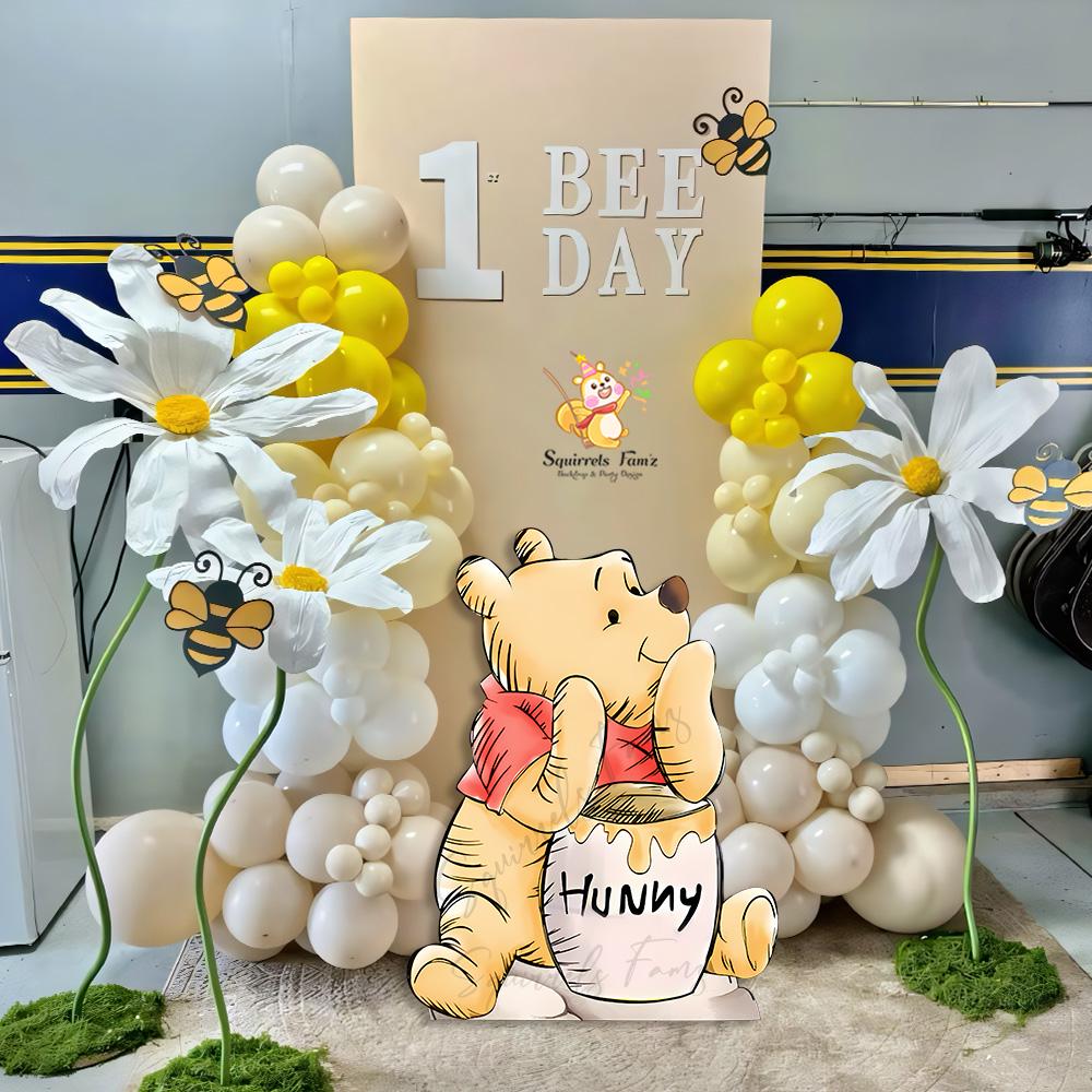 Winnie the pooh Sketch style cutout standee baby shower big decor with cutline party backdrop pooh standing character with bee and honey jar
