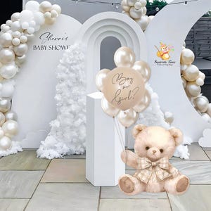 Teddy Bear brown beige cutout standee teddybear cute baby shower big decor bear standing character with cutline party backdrop gender reveal