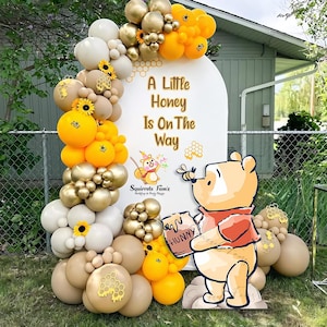 Winnie the pooh Sketch style cutout standee baby shower big decor with cutline party backdrop pooh standing character with bee and honey jar