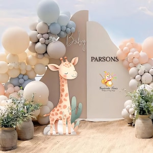 Safari girafa recorte standee animal bonito chá de bebê grande decoração girafa em pé personagem com corte festa pano de fundo revelação de gênero