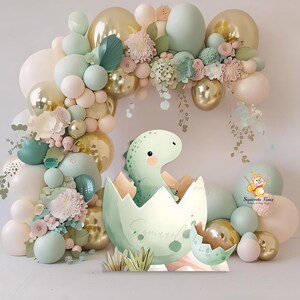Baby Dinosaur egg cutout standee baby shower decor with cutline party backdrop T-rex tyrannosaurus standing character birthday jurassic park