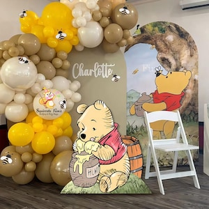 Winnie the pooh Sketch style cutout standee baby shower big decor with cutline party backdrop pooh standing character with honey jar