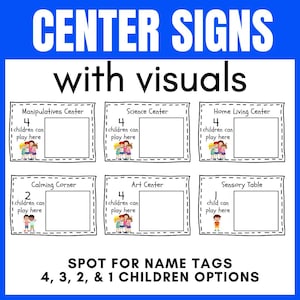 Printable Center Signs for Preschool and Pre-K Classrooms with Custom Name Spot