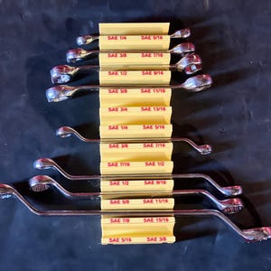 Wrench Organizers Toolbox Double Ended 1/4 inches to 15/16 inches Pack of 12 SAE Modular(Multiple Colors Available) Box Wrench & Flare Nuts