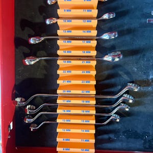 Wrench Organizers Toolbox Double Ended 6mm to 24mm Pack of 17 METRIC Modular  (Multiple Colors Available) Box Wrench and Flare Nuts