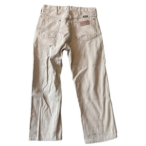 1980s Vintage Wranglers Tan Straight Leg Jeans 100% Cotton Made in USA 32x25 image 2