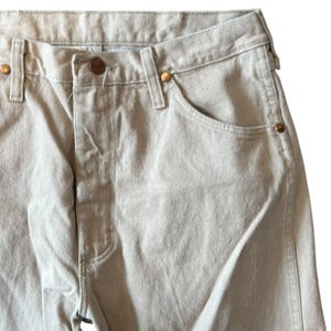 1980s Vintage Wranglers Tan Straight Leg Jeans 100% Cotton Made in USA 32x25 image 9