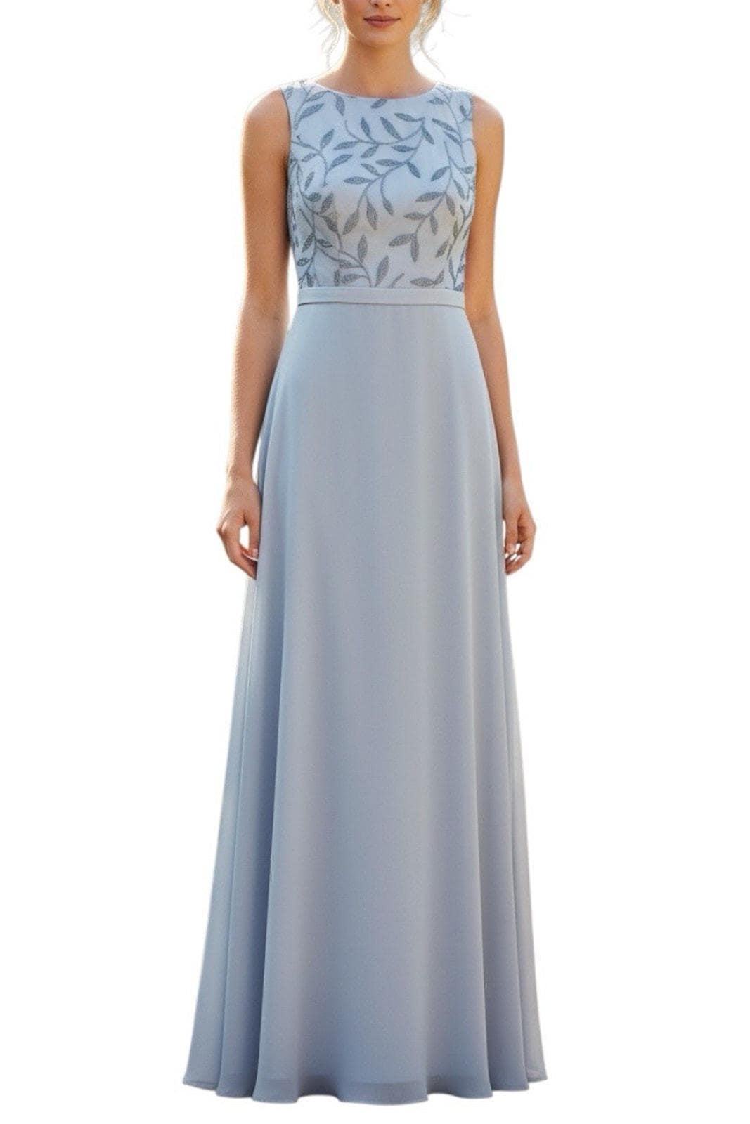 navy blue dress for baby girl Adrianna Papell Size Floral-Beaded Gown - French Blue