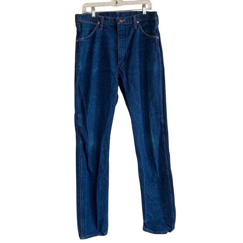 Vintage 90s Wrangler Straight Leg Jeans – Dark Blue – USA Made – 35x34 image 1