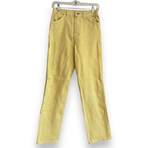 Vinteage 90s Wrangler High Waist Yellow Cotton Denim Straight Leg Jeans 25x28 image 1