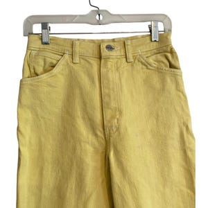 Vinteage 90s Wrangler High Waist Yellow Cotton Denim Straight Leg Jeans 25x28 image 5