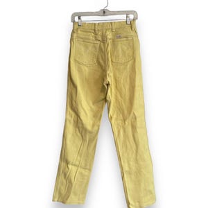 Vinteage 90s Wrangler High Waist Yellow Cotton Denim Straight Leg Jeans 25x28 image 2