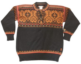 Vintage Dale of Norway 2002 Salt Lake Olympics Sweater Womens M 1/4 Zip Wool Fair Isle Ski Jumper