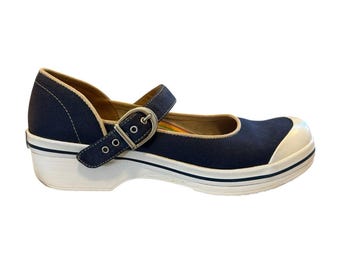 Dansko Blue White Mary Jane Shoes Canvas Buckle Strap 40