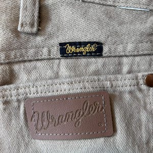 1980s Vintage Wranglers Tan Straight Leg Jeans 100% Cotton Made in USA 32x25 image 10