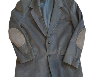 Pioneer Wear Vintage jaren 80 grijze corduroy blazer suède elleboogpatch maat 44R