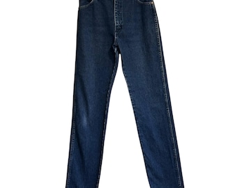 Vaqueros rectos Wrangler vintage para mujer, talla 26 x 36, lavado oscuro, años 80. Fabricados en EE. UU.