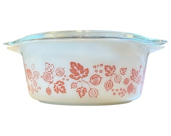 Vintage Pyrex Rosa Stachelbeer Kasserolle Schüssel mit Deckel #472 1.5 Pint