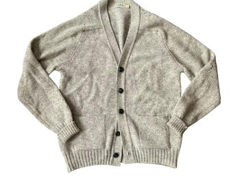 Vintage 70s LL Bean Shetland Wool Cardigan – Heather Gray, Mending Project, Size Large