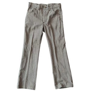 Pantaloni plissettati vintage anni '80 Lee Riders, fantasia pied de poule, grigio e verde, in poliestere, taglia 32x29