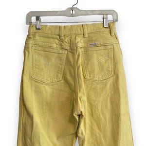 Vinteage 90s Wrangler High Waist Yellow Cotton Denim Straight Leg Jeans 25x28 image 6