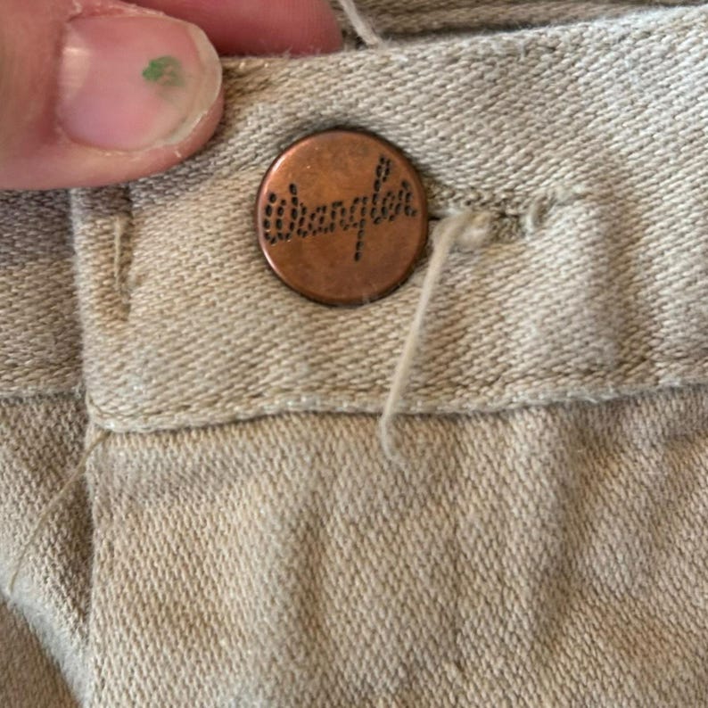 1980s Vintage Wranglers Tan Straight Leg Jeans 100% Cotton Made in USA 32x25 image 8
