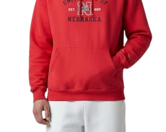 Sudadera con capucha roja Champion de los Nebraska Huskers, estilo vintage de los años 90, mezcla de algodón, talla M