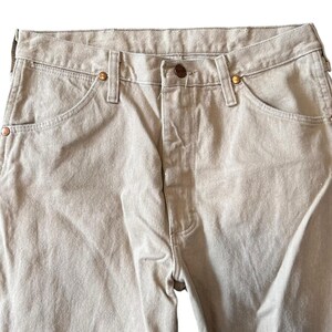 1980s Vintage Wranglers Tan Straight Leg Jeans 100% Cotton Made in USA 32x25 image 4