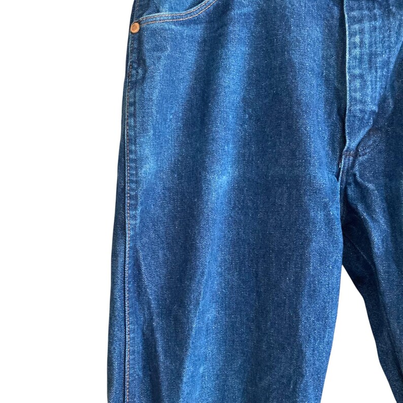 Vintage 90s Wrangler Straight Leg Jeans – Dark Blue – USA Made – 35x34 image 6