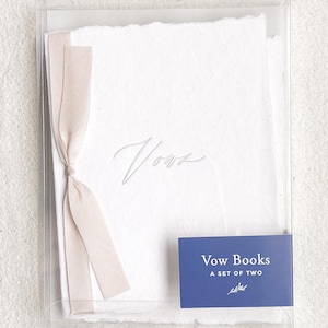 Set boekdrukgeloftenboeken: handgeschept papier met blush-zijden lint