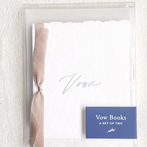 Lot de 2 livres de vœux, livres de vœux en papier fait main, livres de vœux typographiques, livres de vœux avec ruban de soie vieux rose