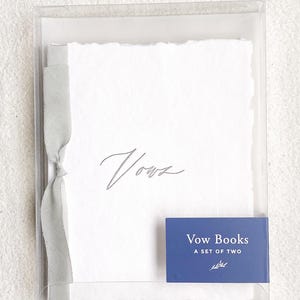 Handgemaakte papieren geloftenboeken: boekdruk met zilverblauw zijden lint (set van 2)
