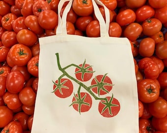 Screen Printed Tomato Tote Bag