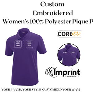 Women's Custom Moisture-Wicking Polo Shirt  Performance Embroidered Personalized Business Uniform Golf Apparel Gift for Her Custom Design