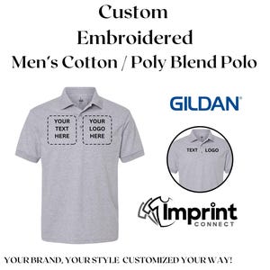Polo Shirt Custom Moisture-Wicking Men&#39;s Embroidered Cotton Blend Personalized Company Branding Staff Uniform Event Wear Gift for Him Custom