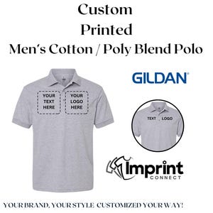 Polo Shirt Custom Moisture-Wicking Men&#39;s Printed Cotton Blend Personalized Company Branding Staff Uniform Event Wear Gift for Him Custom