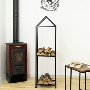 Metal Firewood Rack, Fireplace Equipment, House Shaped Log Storage, Farmhouse Decor