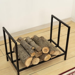Minimalist Firewood Rack, Log Holder, Firewood Storage for Fireplace, Farmhouse Decor