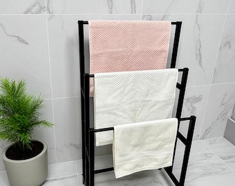 Modern Freestanding Towel Rack, 3 Tier Metal Drying Stand for Bathroom