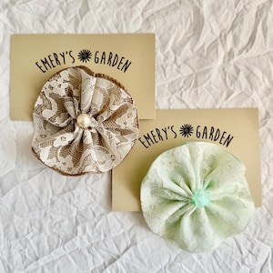 Medium Ribbon Flower Hair Clips for toddlers and girls: Lace Overlay Collection